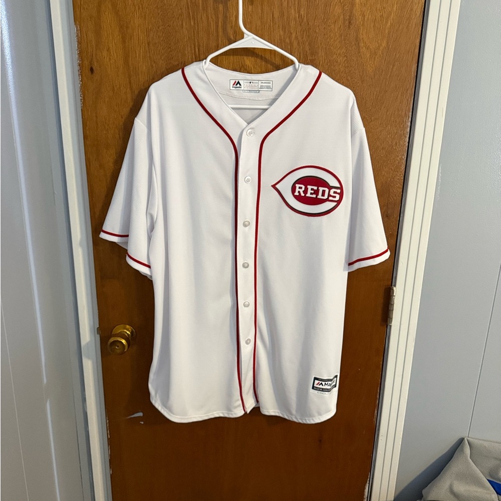 Majestic White and Red Baseball Jersey